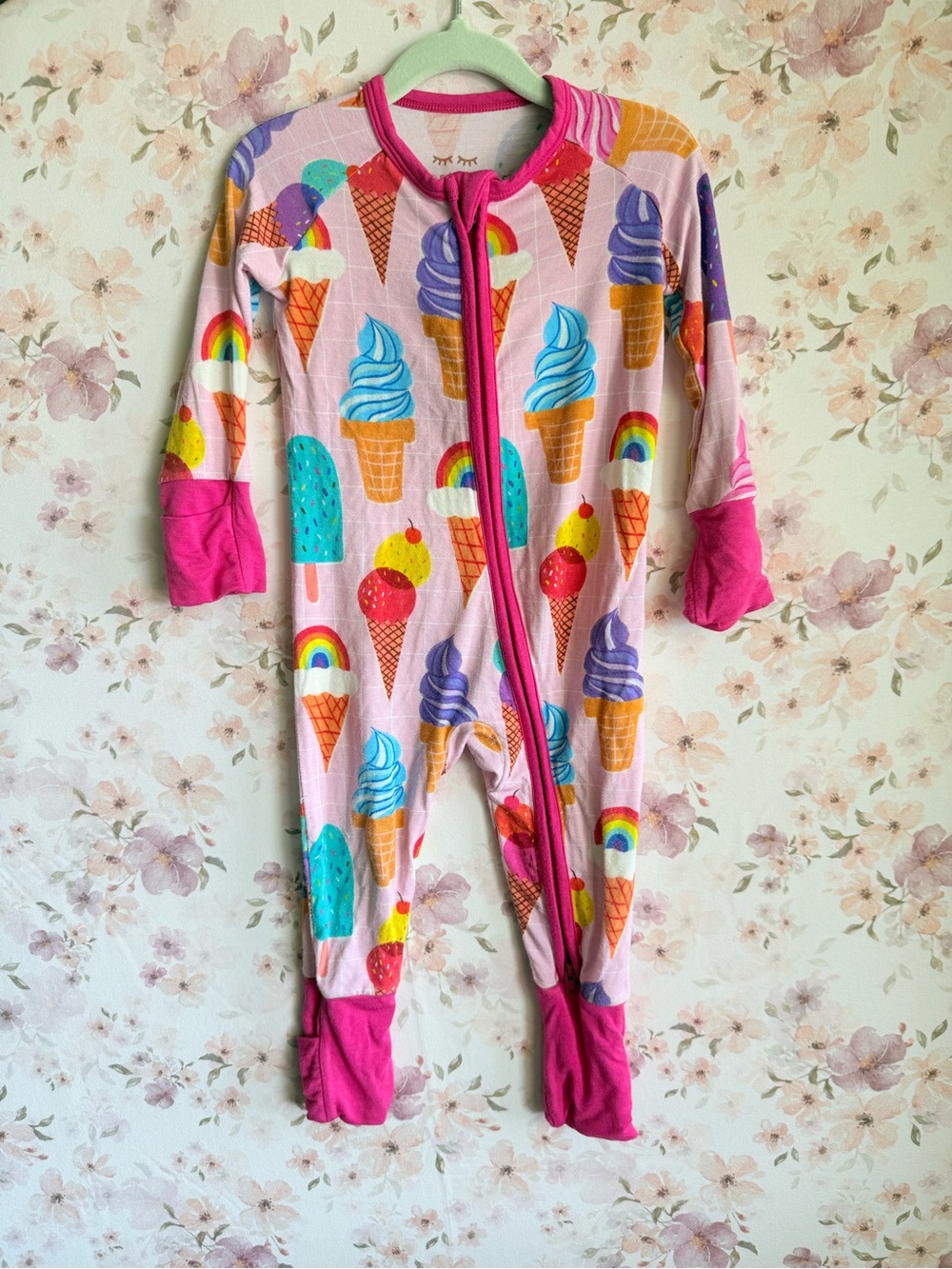 Little Sleepies Pink Ice Cream & Rainbow Footed One-Piece